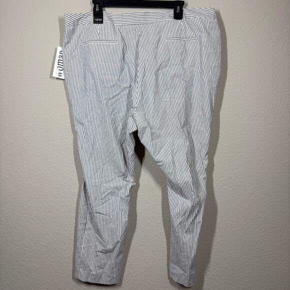 Amanda & Chelsea Plus 18W Contemporary Fit Ankle Pants Low Rise Gray Stripe - Picture 3 of 11